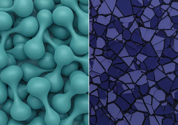 Seni abstrak yang menunjukkan keutuhan dan keharmonian berbanding dengan perpecahan