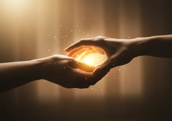 Tangan berpegangan, melambangkan hubungan mendalam dan empati